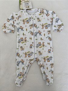 Macacão de Zíper Algodão Egípcio Parquinho Mini Bear