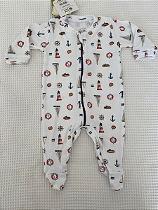 Macacão de Zíper Algodão Egípcio Náutico Mini Bear