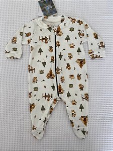 Macacão de Zíper Algodão Egípcio Camping Toronto Mini Bear