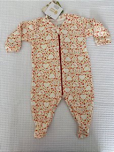 Macacão de Zíper Algodão Egípcio Floral Mini Bear