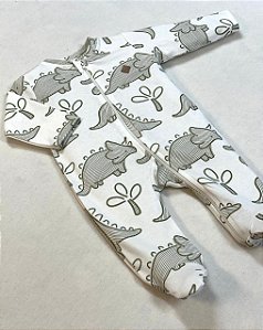 Macacão de Zíper Estampado Dinossauro 100% Algodão Suedine - Anjos Baby