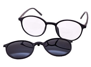 Armação para óculos de grau clip on redondo - Moreré - Preto