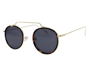 Óculos de sol redondo - Gramado - Dourado/Tartaruga