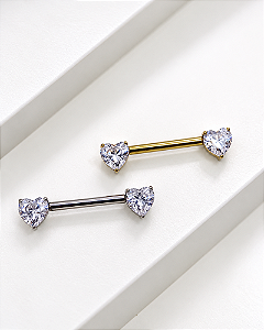 Piercing Barbell com Coração - Titânio