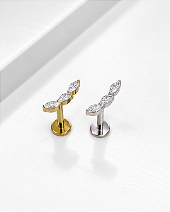 Piercing Labret Cluster Navet 3 Zircônias - Titânio