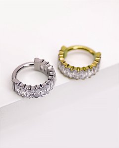 Piercing Argola com Zircônias Baguette - Titânio