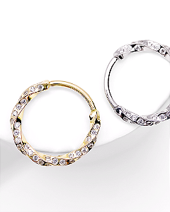 Piercing Argola Galaxy com Zircônias - Ouro 14k