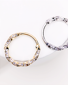 Piercing Argola Galaxy com Zircônias - Ouro 14k