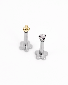 Piercing Labret com Mini Trinity Ball - Ouro 14k
