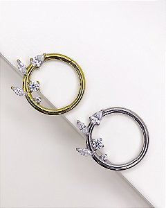 Piercing Argola com Ramo de Zircônias Navet - Titânio