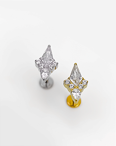 Piercing Labret com Losango de Zircônias - Titânio