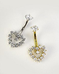 Piercing Bananabell com Coração de Zircônias - Titânio