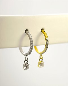 Piercing Argola com Zircônias e Pingente - Titânio