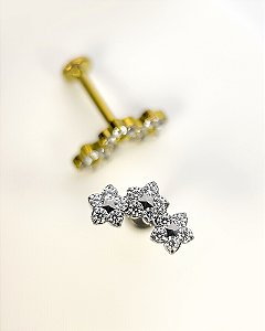 Piercing Labret com Cluster de Flores - Titânio