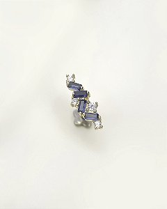 Piercing Labret Classic Azul - Ouro 14k