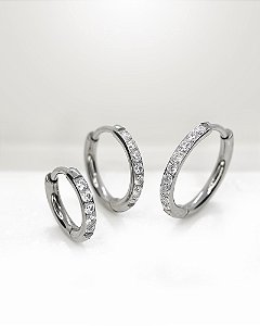 Kit Trio Lóbulo | Piercing Max Argola com Zircônias – Titânio