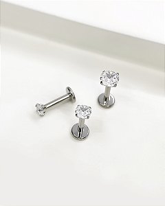 Kit Trio Lóbulo | Piercing Labret com Zircônia - Titânio