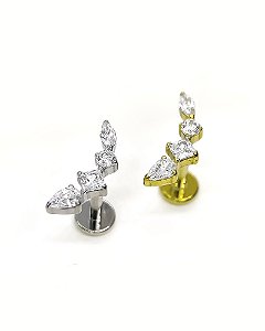 Piercing Labret com Cluster Assimétrico - Titânio