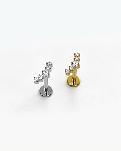 Piercing Labret com Mini Cluster - Titânio
