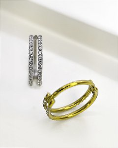 Piercing Argola Dupla com Zircônias - Titânio