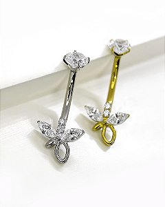 Piercing Bananabell com Borboleta de Zircônias - Titânio