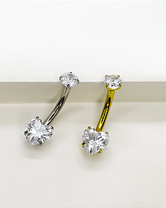 Piercing Bananabell com Zircônia Coração - Titânio