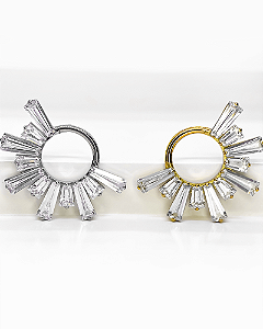 Piercing Argola com Zircônias Raio de Sol - Titânio
