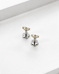 Piercing Labret Luce Duo Moissanite - Ouro 18k