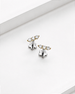Piercing Labret Luce Trio Moissanite - Ouro 18k