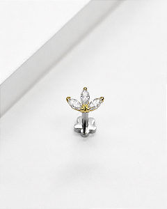 Piercing Labret Pétale Moissanite - Ouro 18k