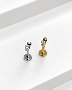 Piercing Labret com Mini Duplo Ball - Titânio