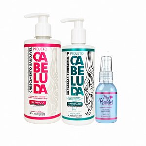 01 Shampoo Projeto Cabeluda 500ml + 01 Condicionador Fresh Projeto Cabeluda 300g + Meu Precioso 60ml