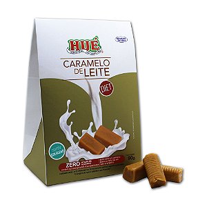 Bala de Caramelo de Leite Puro Diet Hué Contém Colágeno Sem Glúten Embalagem Premium 90g