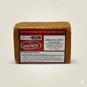 Doce de Leite Puro em Tablete com Açúcar (Tradicional) sem Glúten 450g Doce Vovô Mário
