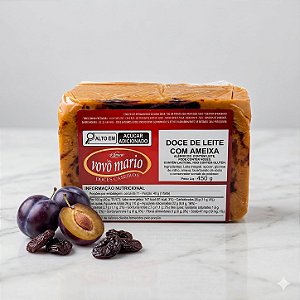 Doce de Leite com Ameixa em Tablete com Açúcar (Tradicional) sem Glúten 450g Doce Vovô Mário