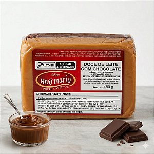 Doce de Leite com Chocolate em Tablete com Açúcar (Tradicional) sem Glúten 450g Doce Vovô Mário