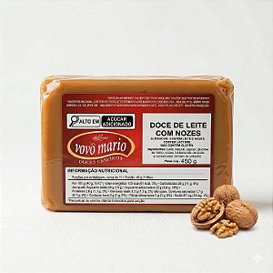 Doce de Leite com Nozes em Tablete com Açúcar (Tradicional) sem Glúten 450g Doce Vovô Mário