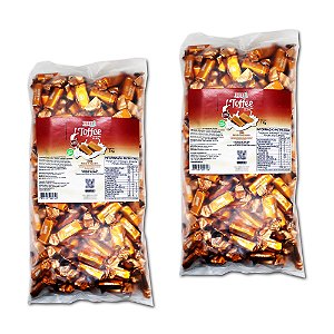 Bala Toffee de Caramelo de Leite Zero Diet Hué Pacote 1kg Fonte de Fibras Kit com 2 unidades