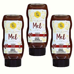 Mel Flores de Café 550g 100% Puro Sem Glúten e Sem Lactose Premium Apiário Flor de Mel  Kit 3 und