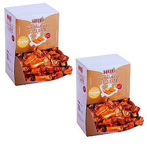 Bala Toffee de Caramelo de Leite Diet Hué Sem Glúten Display 500g Kit com 2 unidades