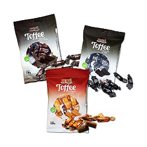 Kit Balas Toffee Diet Hué Sortidas: Leite Café e Chocolate - 3 unidades