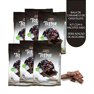 Bala Toffee Caramelo de Chocolate Zero Hué (Sem Adição de Açúcares) Sem Glúten Pacote 100g Diet 6 unidades