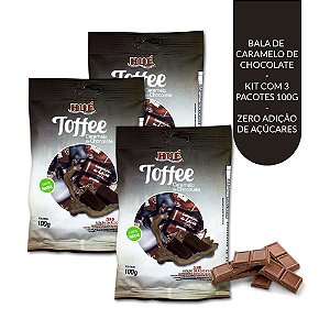 Bala Toffee Caramelo de Chocolate Zero Hué (Sem Adição de Açúcares) Sem Glúten Pacote 100g Diet 3 unidades