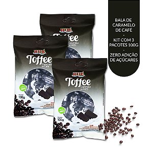 Bala Toffee Caramelo de Café Zero Hué (Sem Adição de Açúcares) Sem Glúten Pacote 100g Diet Kit 3 unidades