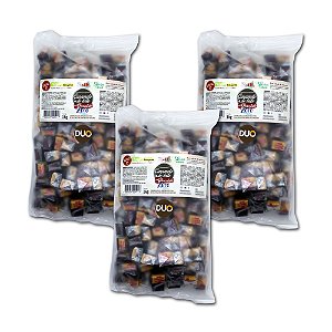 Bala Duo Caramelo de Leite Diet com Chocolate Hué (Sem Adição de Açúcares) Sem Glúten Pacote 1KG Kit 3 unidades