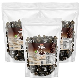 Bala Toffee Caramelo de Café Diet Hué (Sem Adição de Açúcares) Sem Glúten Pacote 1KG Kit com 3 unidades