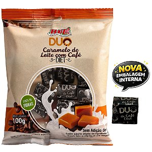 Bala Duo Caramelo de Leite com Café Diet Hué (Sem Adição de Açúcares) Sem Glúten Pacote 100g