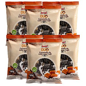Bala Duo Caramelo de Leite com Café Diet Hué (Sem Adição de Açúcares) Sem Glúten Pacote 100g Kit com 6 unidades