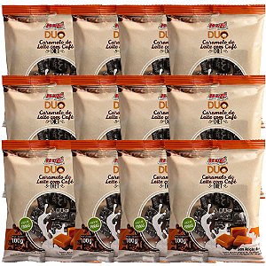 Bala Duo Caramelo de Leite com Café Diet Hué (Sem Adição de Açúcares) Sem Glúten Pacote 100g Kit com 12 unidades