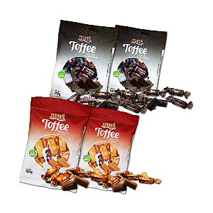 Kit Balas Toffee Diet Hué Sortidas: Leite e Chocolate - 4 unidades